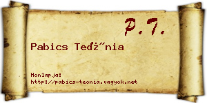 Pabics Teónia névjegykártya